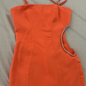 Asymmetric cut out mini dress